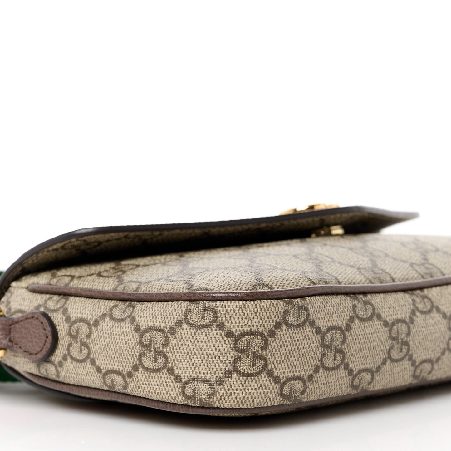 GG Supreme Monogram Textured Dollar Calfskin Web Mini Ophidia Envelope Shoulder Bag Beige Ebony