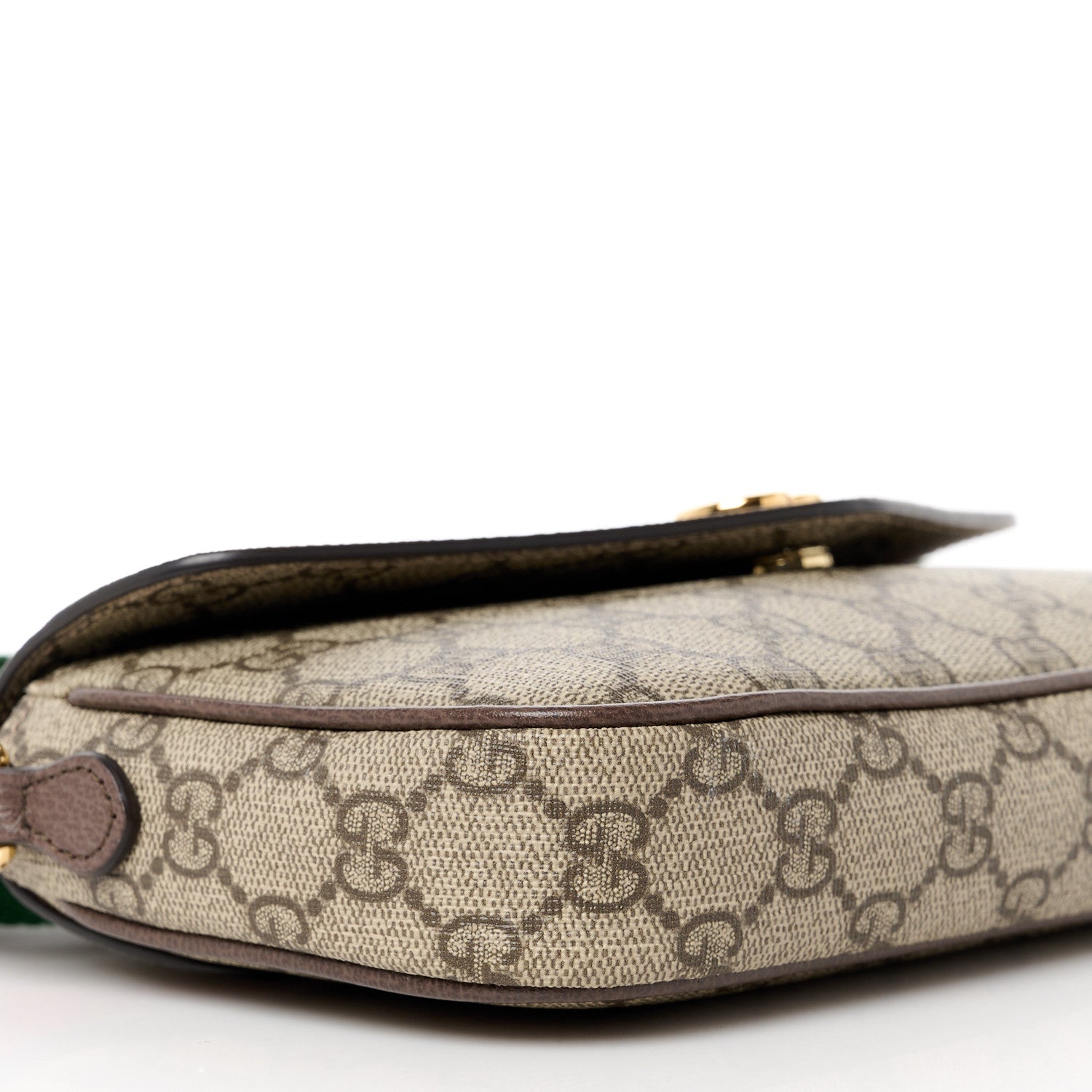 Gucci GG Supreme Monogram Textured Dollar Calfskin Web Mini Ophidia Envelope Shoulder Bag Beige Ebony 9 of 10