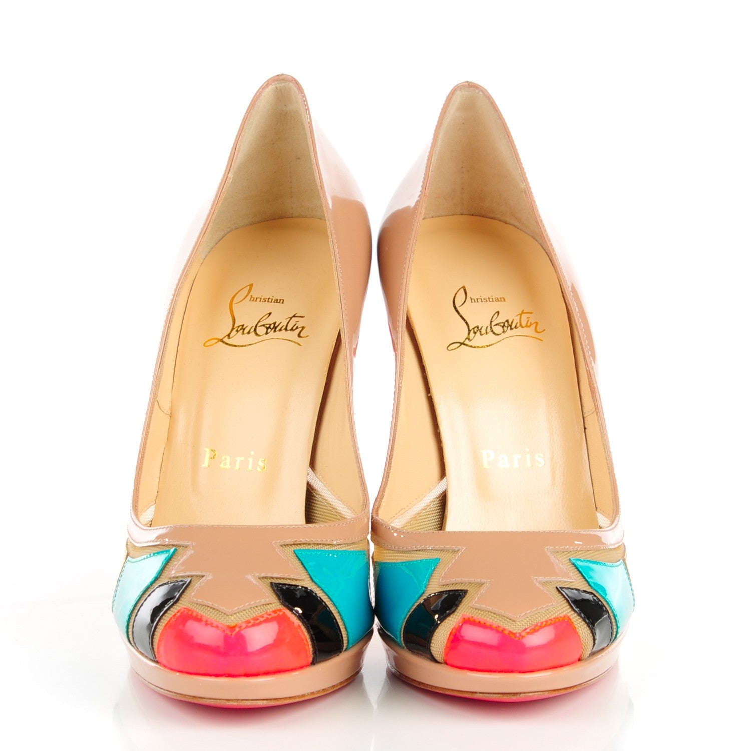 Christian Louboutin Patent Fluo Specchio Astrogirl 120 Pumps 37 Nude 2 of 7
