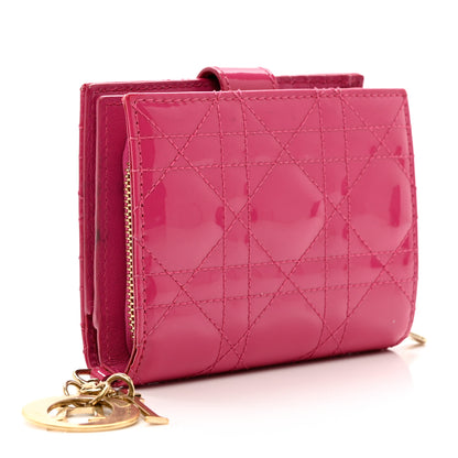 Christian Dior Patent Cannage Lady Dior Eden Wallet Pink 3 of 8