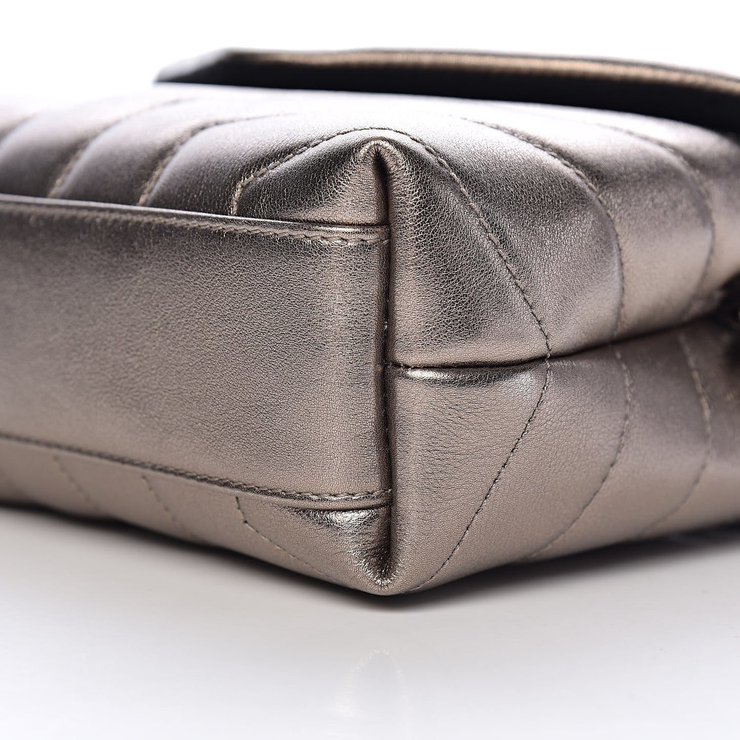Metallic Calfskin Y Quilted Monogram Toy Loulou Crossbody Bag Piombo