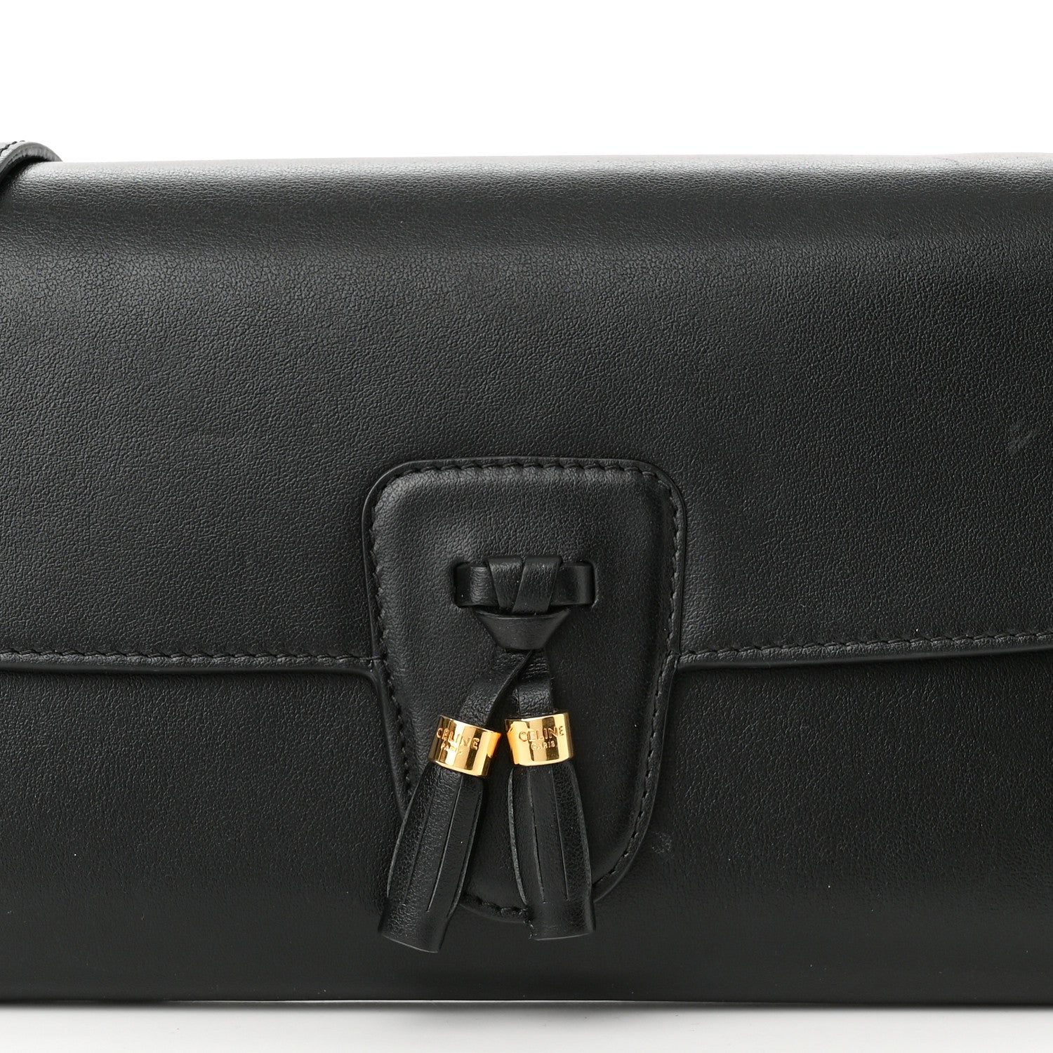 Celine Smooth Calfskin Tassels Wallet On Strap Black 8 of 11