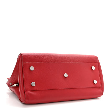Saint Laurent Grained Calfskin Small Cabas Rive Gauche Red 4 of 14