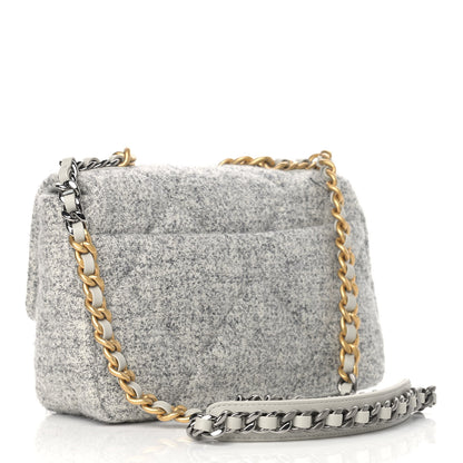Chanel Tweed Quilted Medium Chanel 19 Flap Grey Ecru 3 of 9