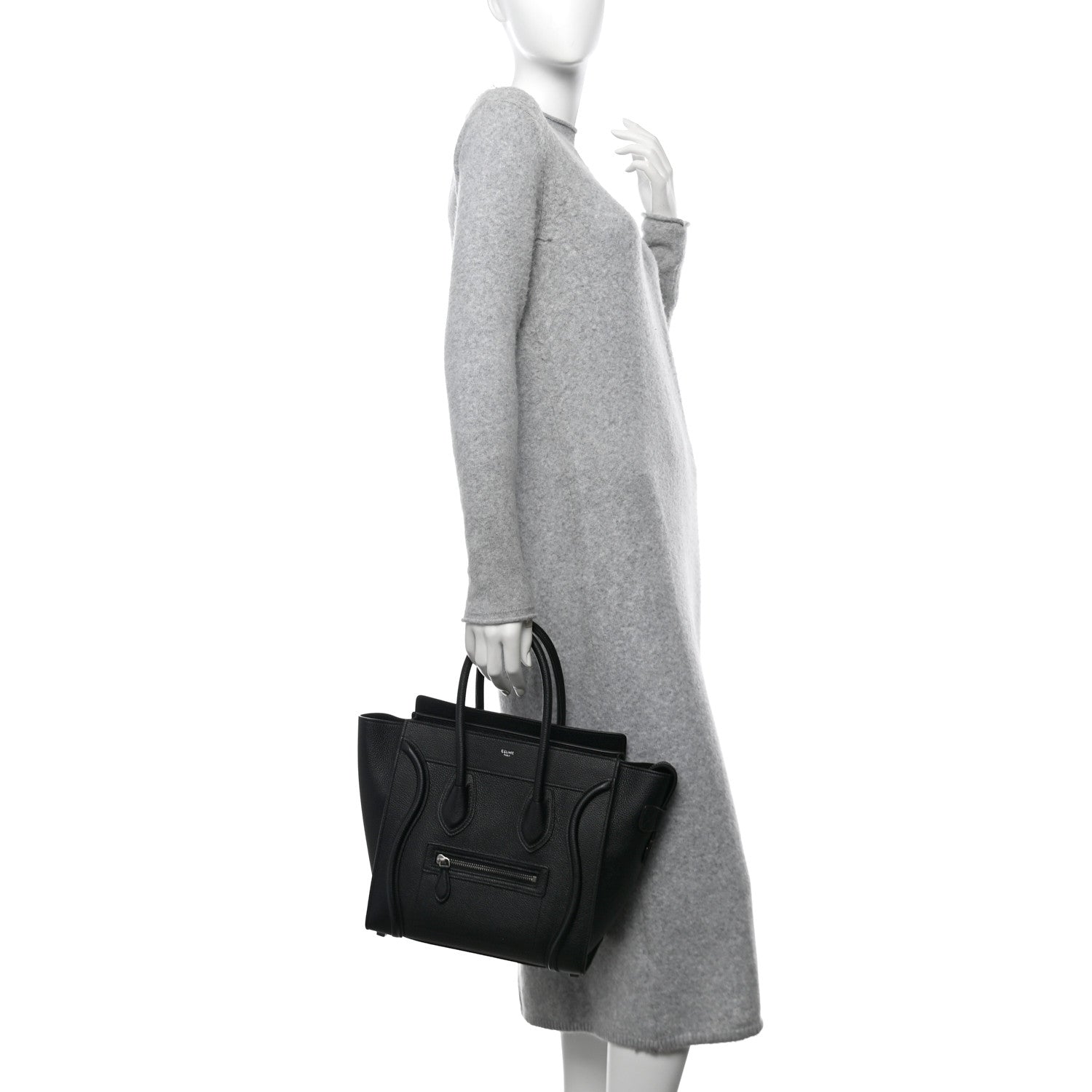 Celine Drummed Calfskin Micro Luggage Black 2 of 10
