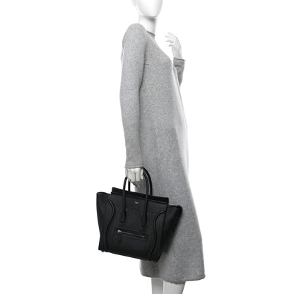Celine Drummed Calfskin Micro Luggage Black 2 of 10
