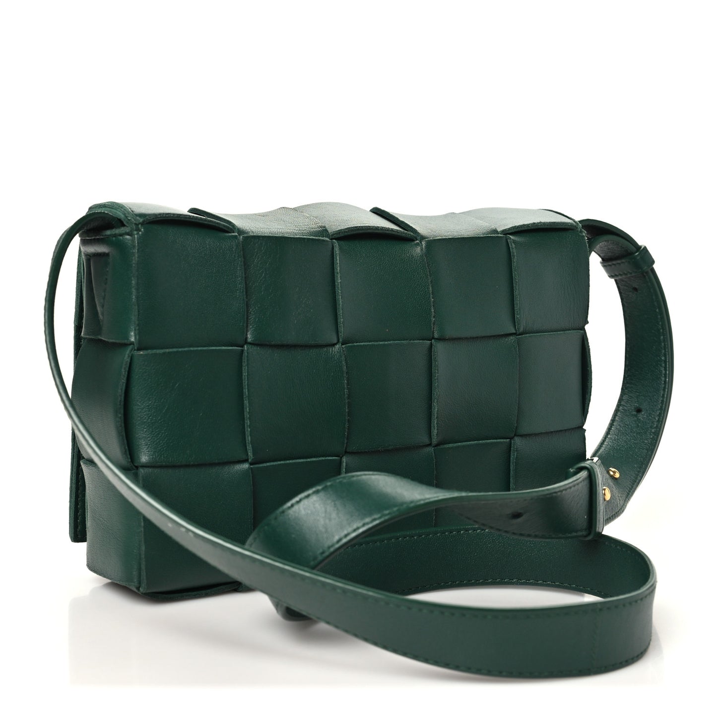 Grained Calfskin Maxi Intrecciato Cassette Crossbody Bag Raintree Green