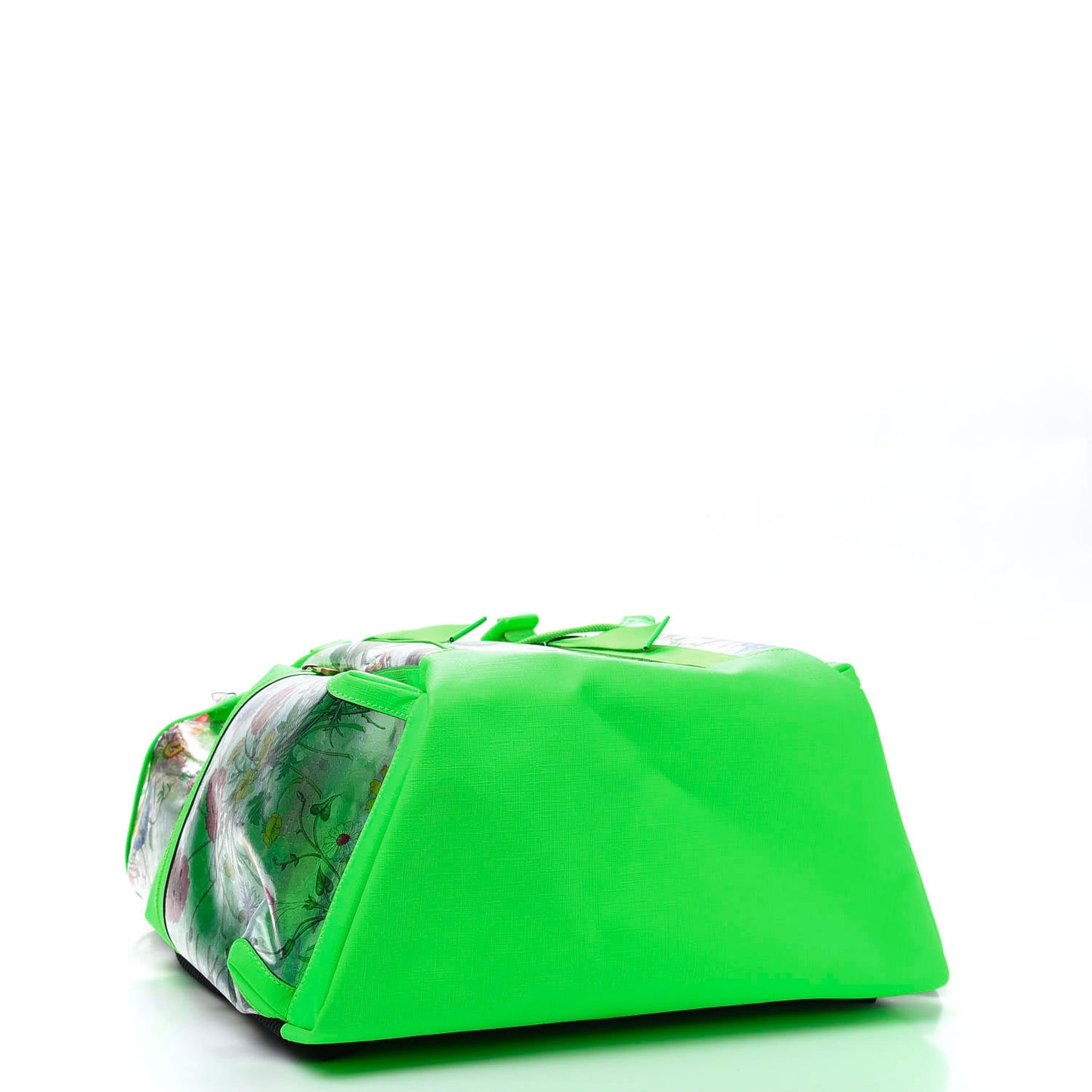 PVC Floral Double Buckle Backpack Fluo Green
