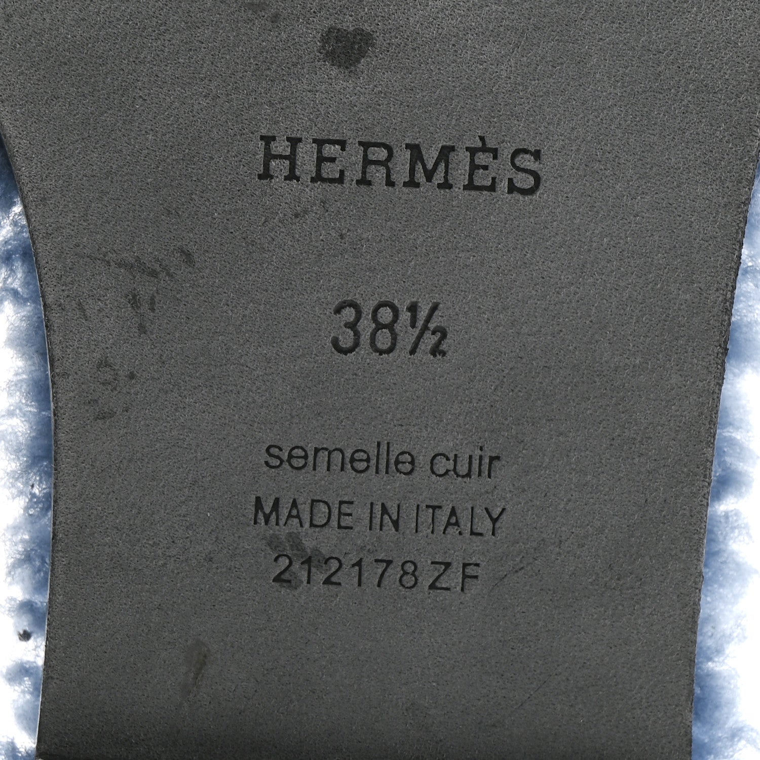 Hermes Woolskin Oran Sandals 38.5 Bleu 8 of 9