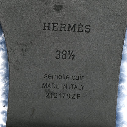 Hermes Woolskin Oran Sandals 38.5 Bleu 8 of 9