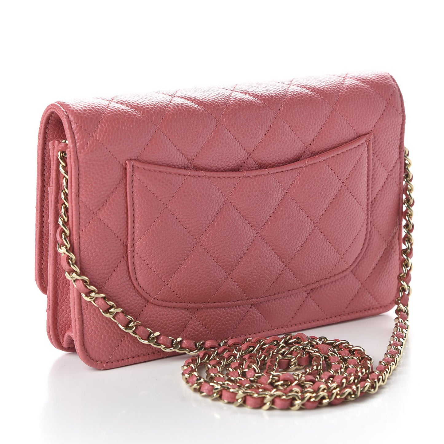Caviar Quilted Wallet On Chain WOC Pink