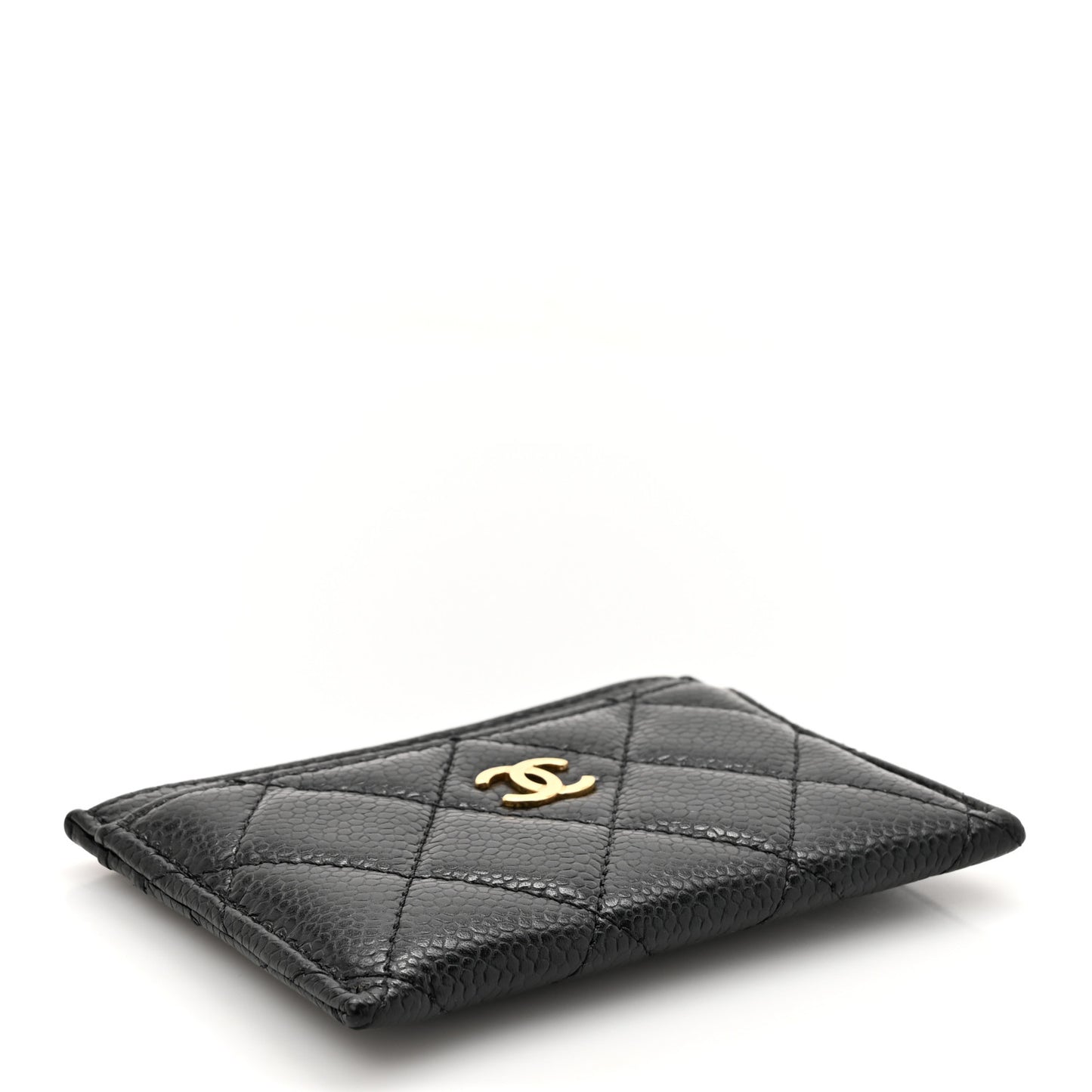 Caviar Quilted Card Holder Black