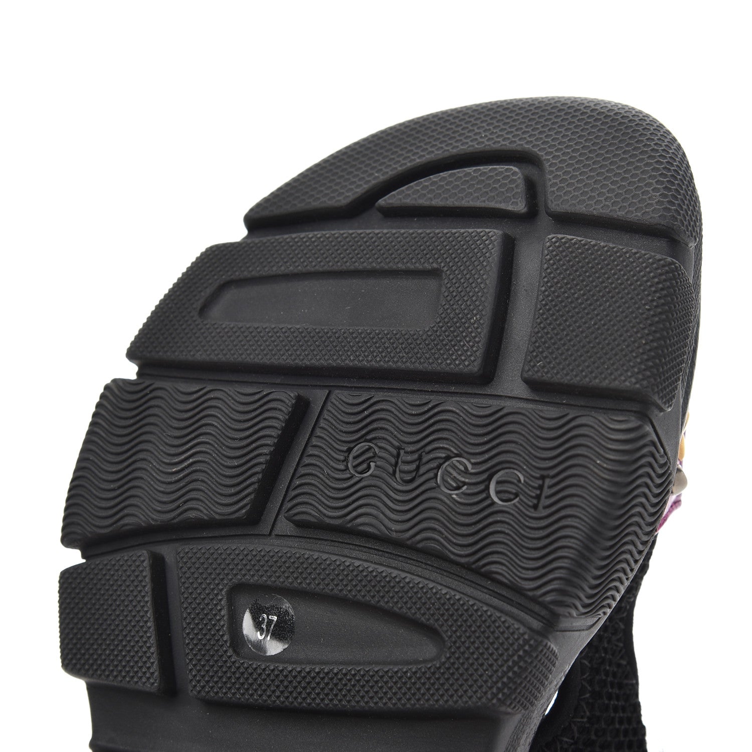 Gucci Nappa Mesh Crystal Embellished Studded Womens Aguru Sandals 37 Pink Black 15 of 15