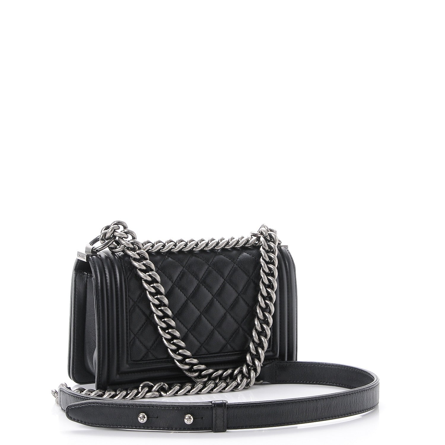 Chanel Metallic Calfskin Quilted Small Boy Flap Black 4 of 8