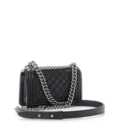 Chanel Metallic Calfskin Quilted Small Boy Flap Black 4 of 8