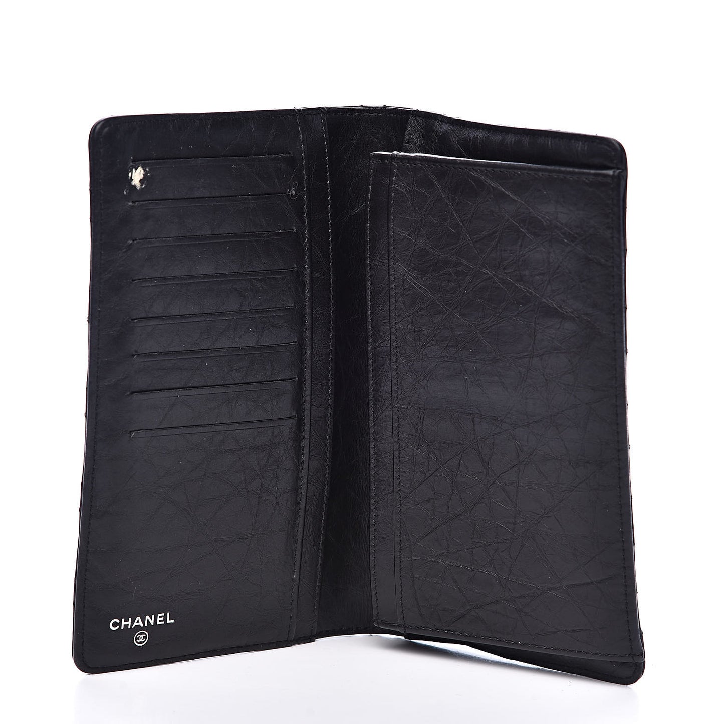 Aged Calfskin Quilted Reissue Yen Wallet Black