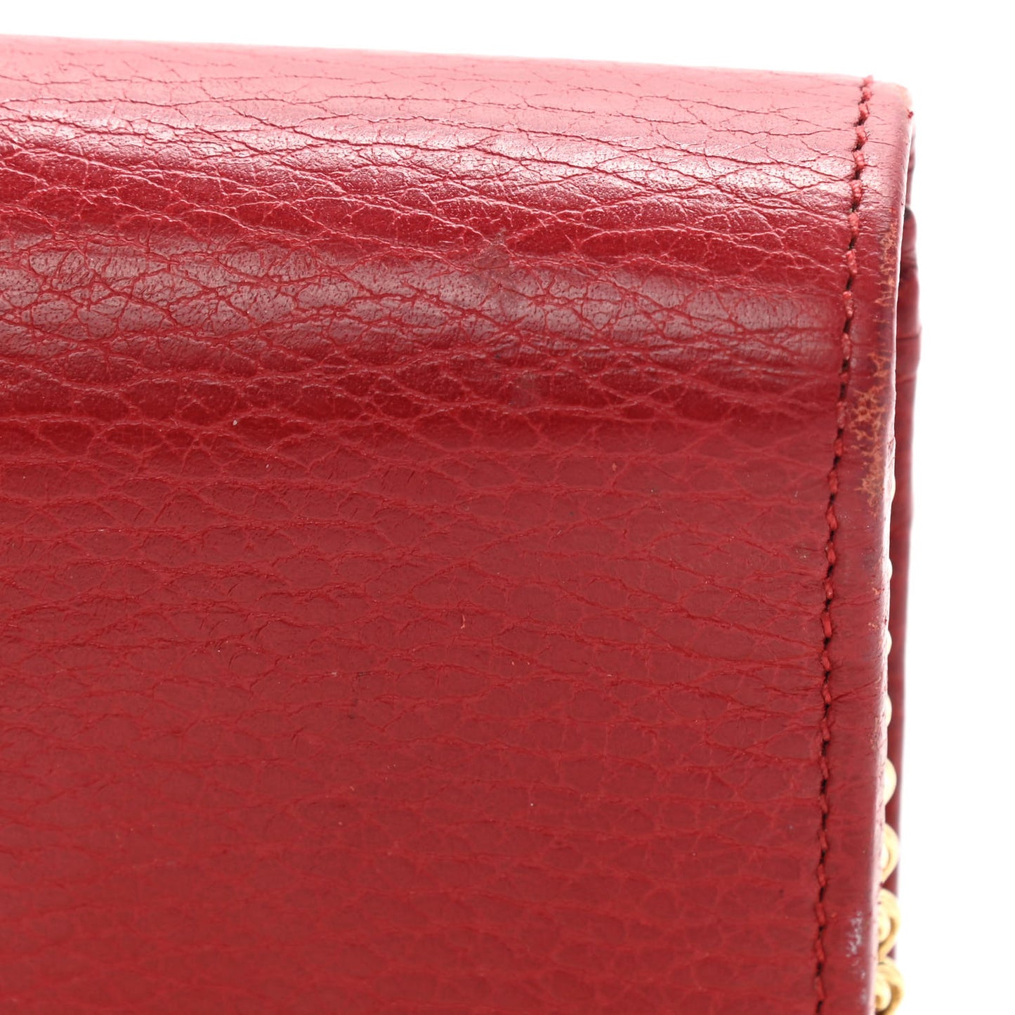 Dollar Calfskin Petite GG Marmont Wallet Chain Bag Hibiscus Red