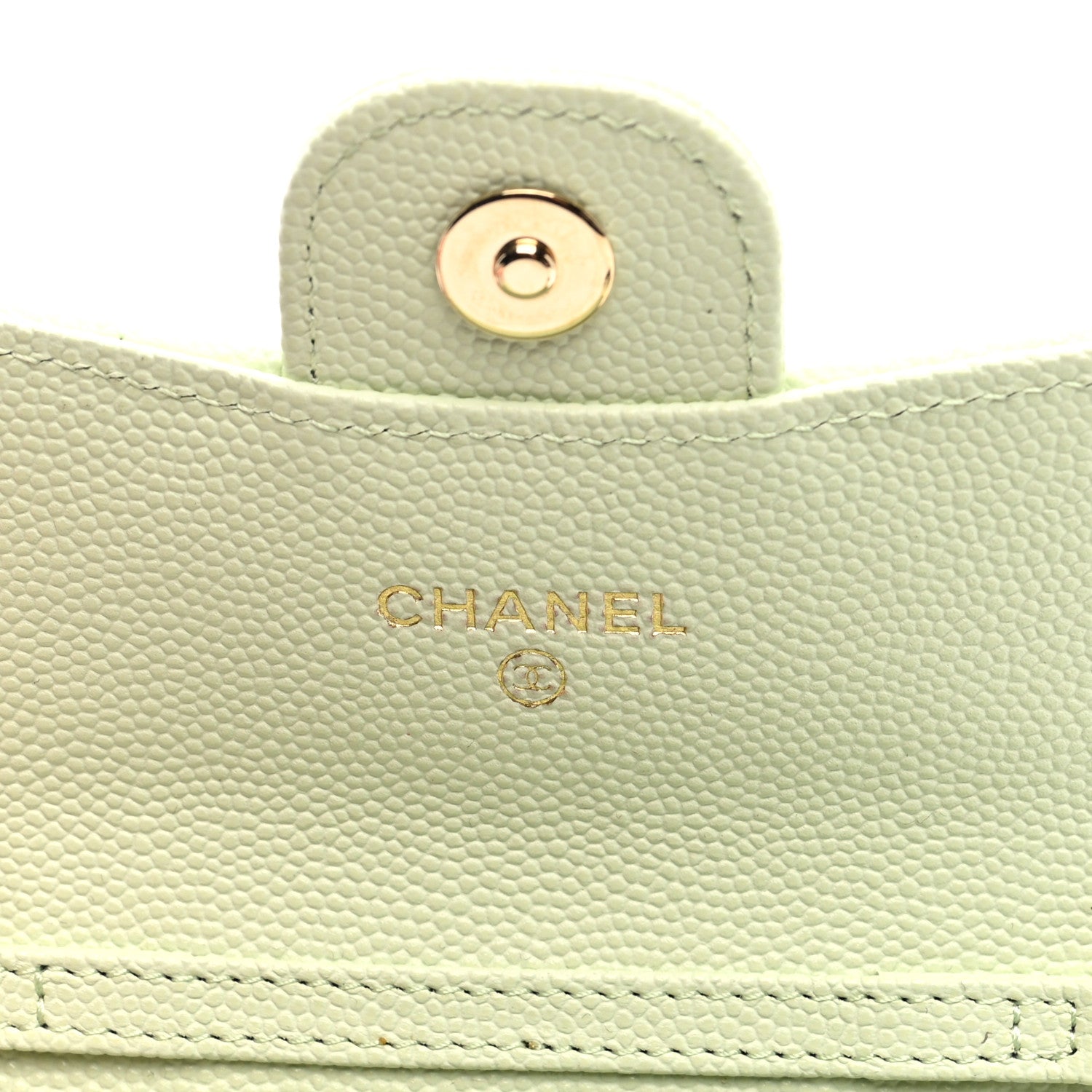 Chanel Caviar Quilted Flap Card Holder On Chain Light Green 6 of 10