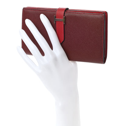 Hermes Epsom Bi-Color Bearn Gusset Wallet Rouge H Rouge Casaque 2 of 7
