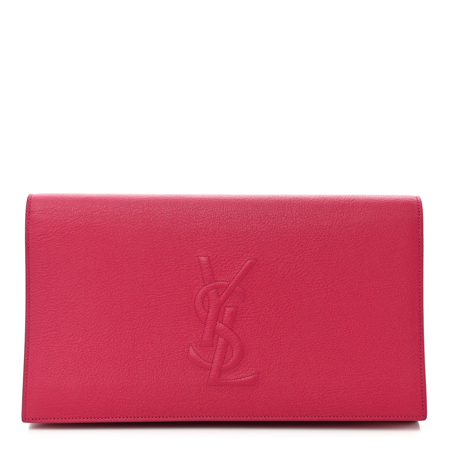 Saint Laurent Calfskin Monogram Large Belle De Jour Clutch Lipstick Fuchsia 1 of 8