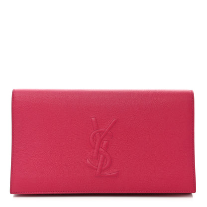 Saint Laurent Calfskin Monogram Large Belle De Jour Clutch Lipstick Fuchsia 1 of 8