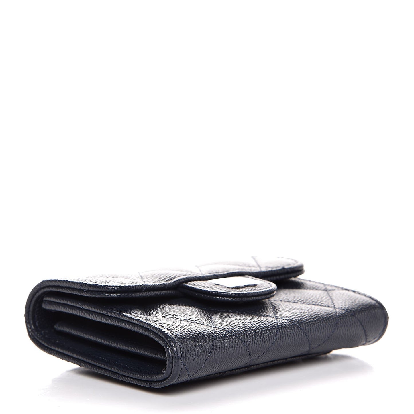Caviar Quilted Card Holder Navy Blue