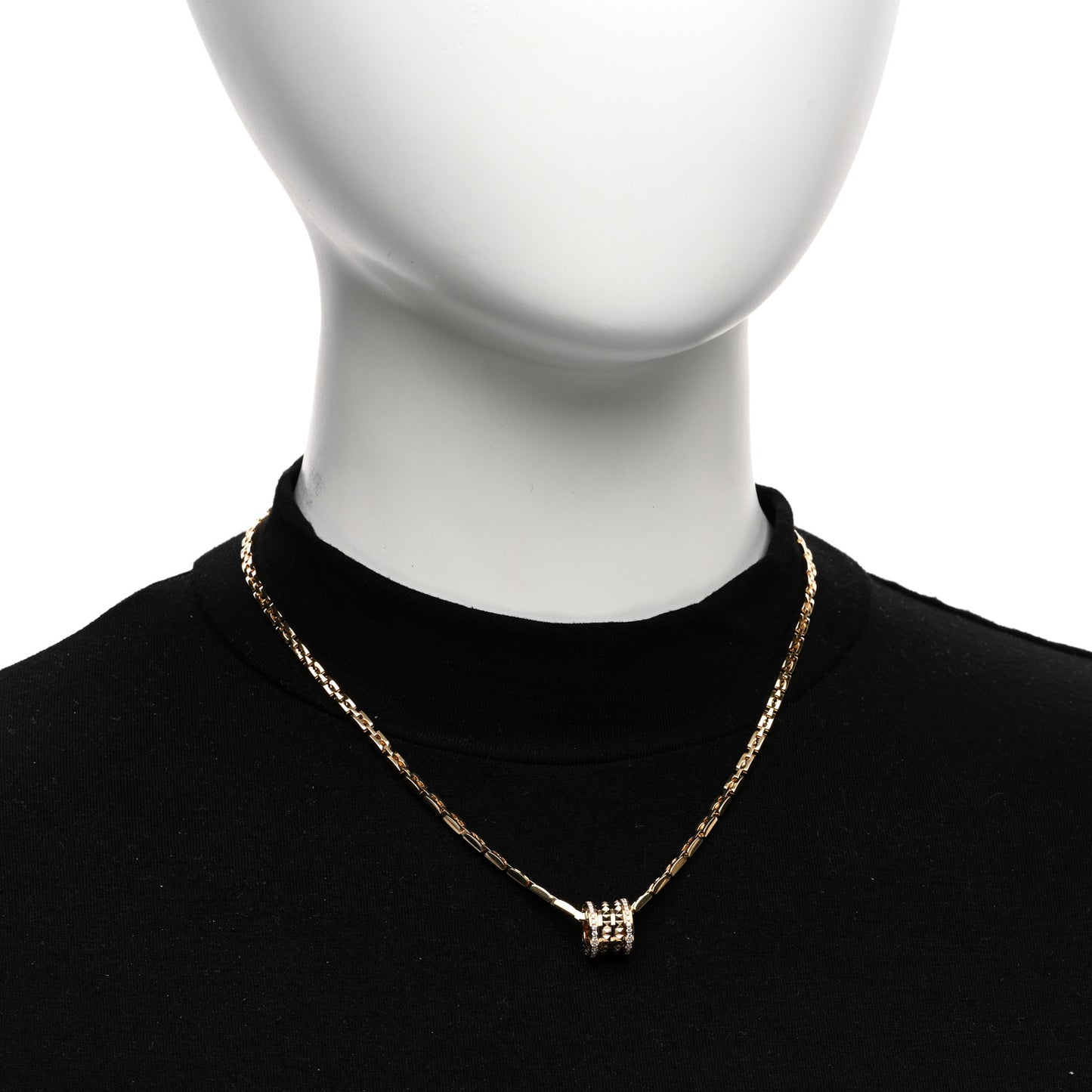 18K Yellow Gold Diamond .29ctw B.Zero1 Rock Pendant Necklace