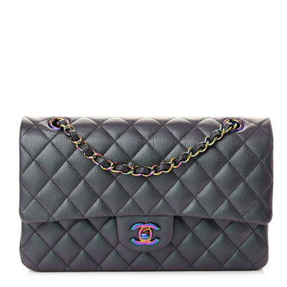 Chanel Iridescent Goatskin Quilted Medium Double Flap Purple 1 of 11