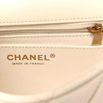 Chanel Shiny Lambskin Quilted Pearl Twist Mini Square Flap White 6 of 10