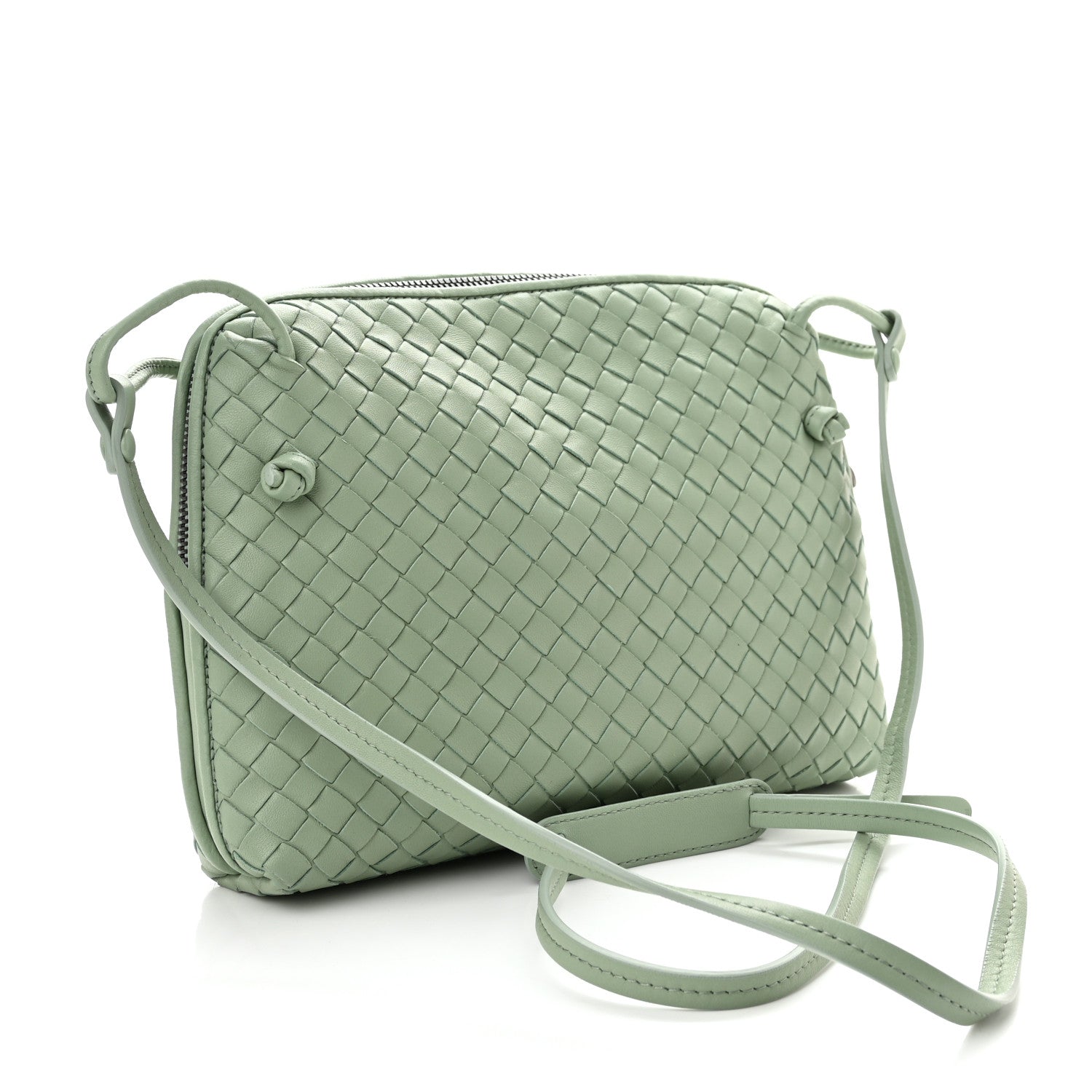 Bottega Veneta Nappa Intrecciato Nodini Crossbody Messenger New Sauge 3 of 9