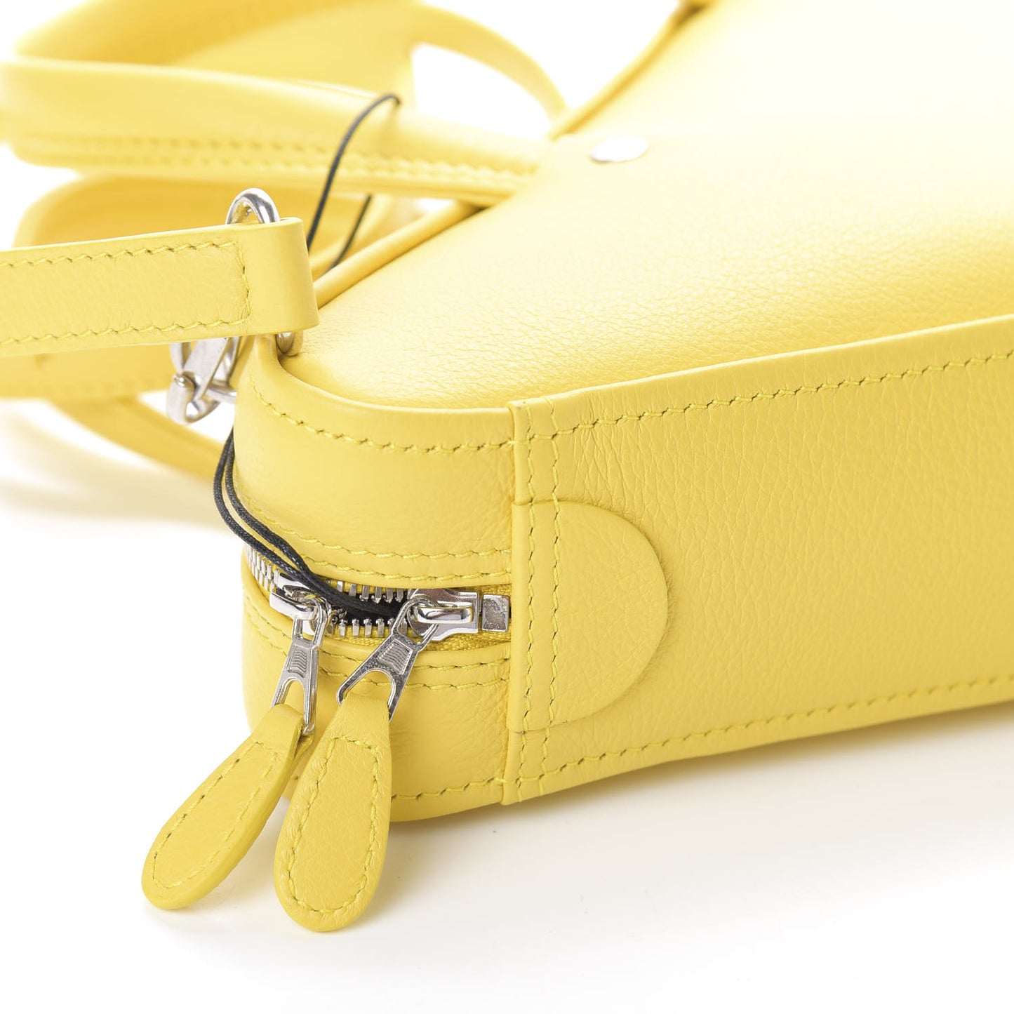 Shiny Day Calfskin Logo XS Triangle Duffle Jaune Black