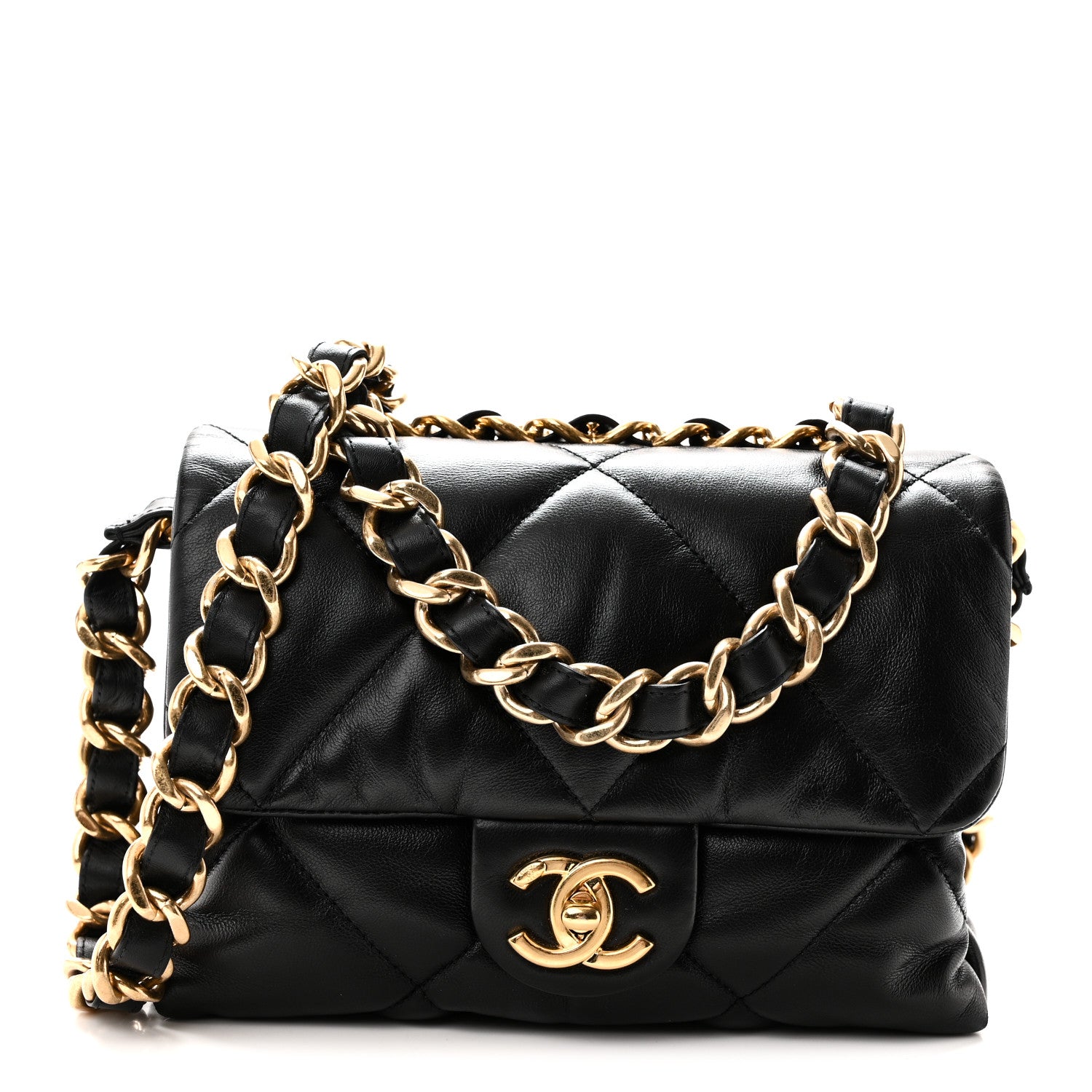 Chanel Lambskin Quilted Small Chain Top Handle Flap Black 1 of 11