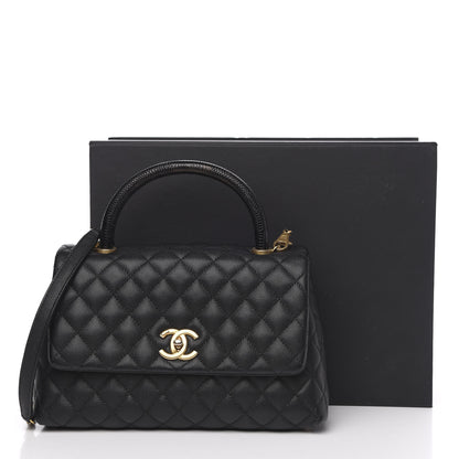 Chanel Caviar Lizard Embossed Quilted Small Coco Handle Flap Black 14 of 14