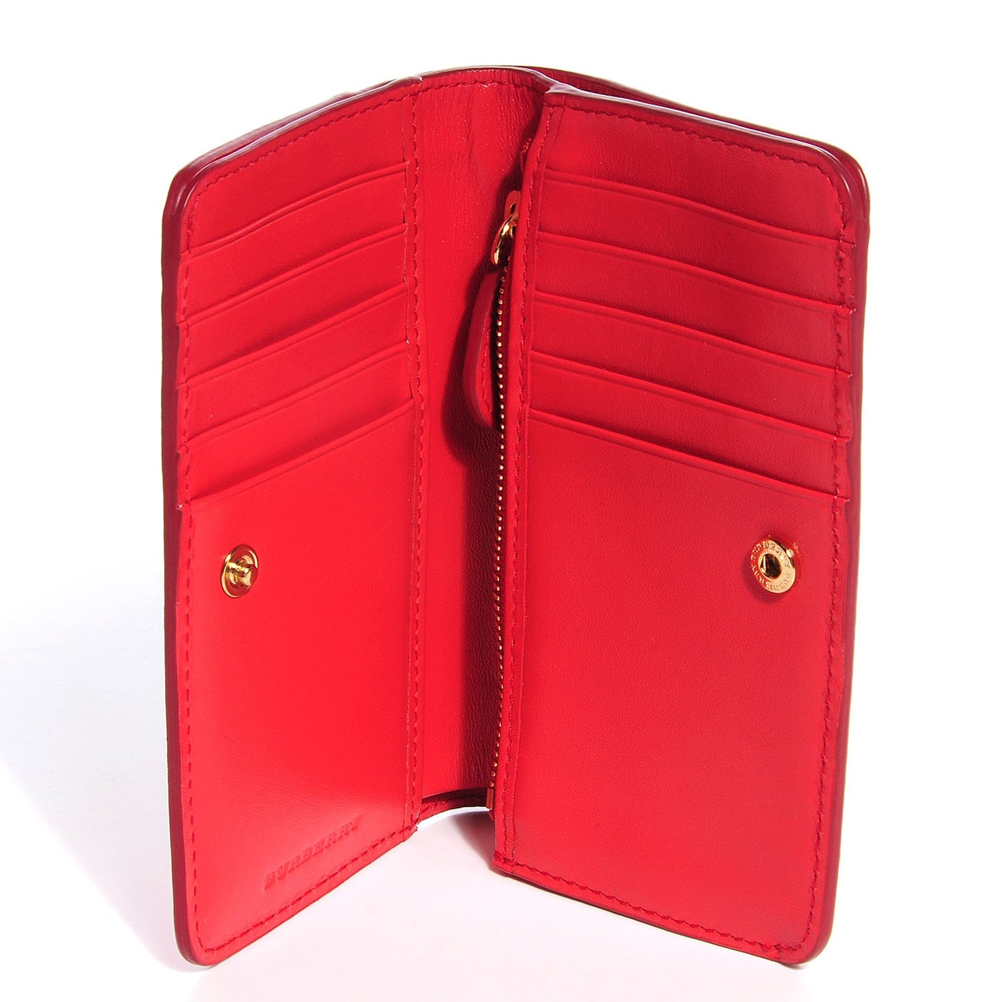 Haymarket Check Leather Continental Wallet Coral Red