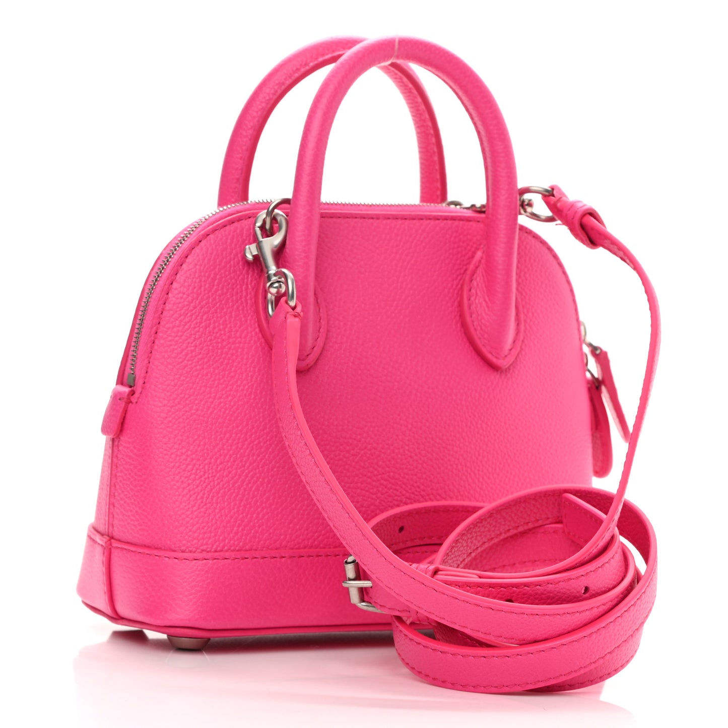 Grained Calfskin Logo XXS Ville Top Handle Bag Acid Fuchsia Black