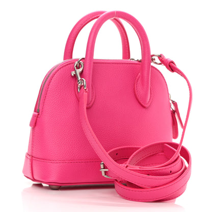 Balenciaga Grained Calfskin Logo XXS Ville Top Handle Bag Acid Fuchsia Black 3 of 10