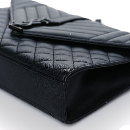 Saint Laurent Grain De Poudre Textured Mixed Matelasse Triquilt Medium Monogram Satchel Black 9 of 9