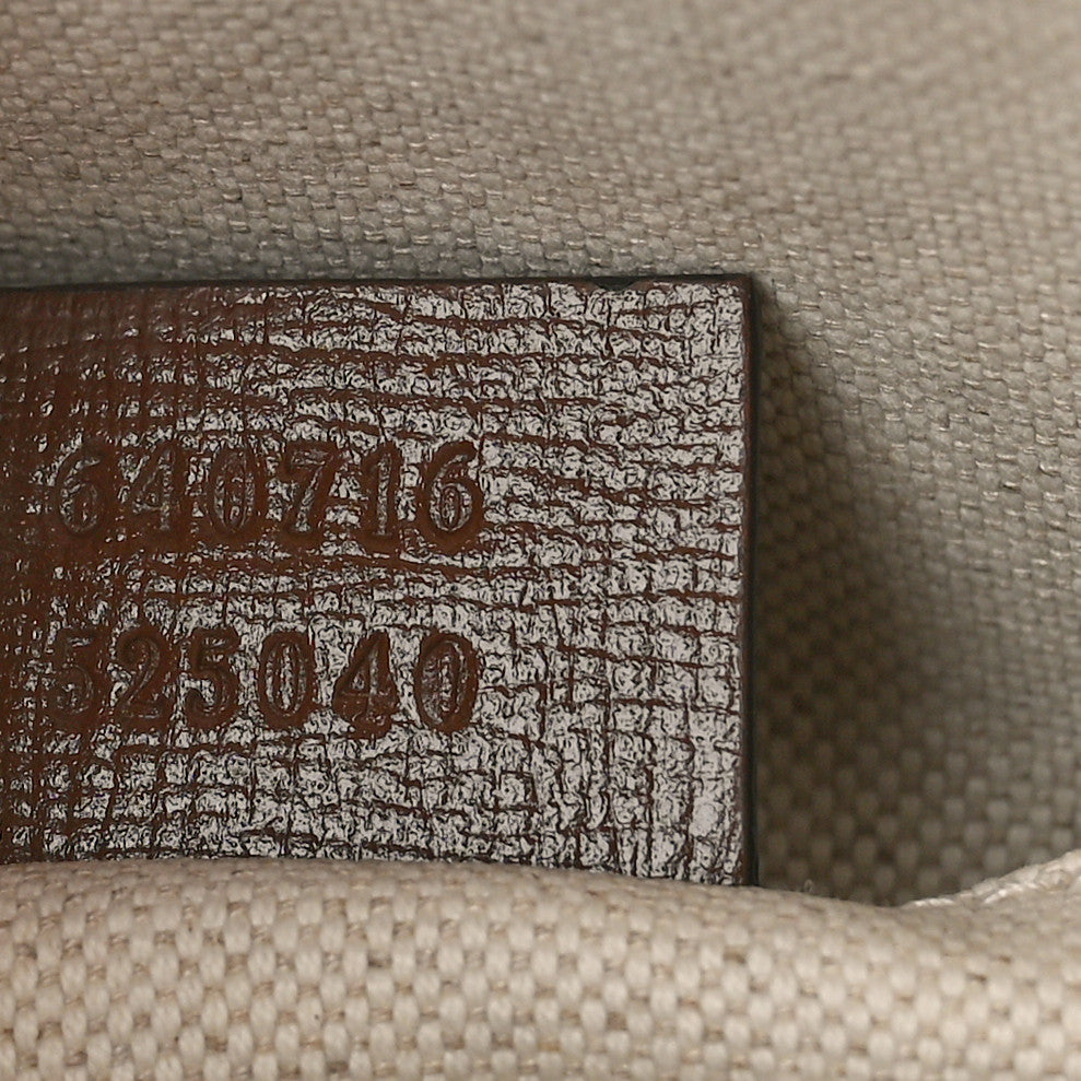 GG Supreme Monogram Azalea Calfskin Mini Horsebit 1955 Top Handle Bag Beige Ebony Brown Sugar