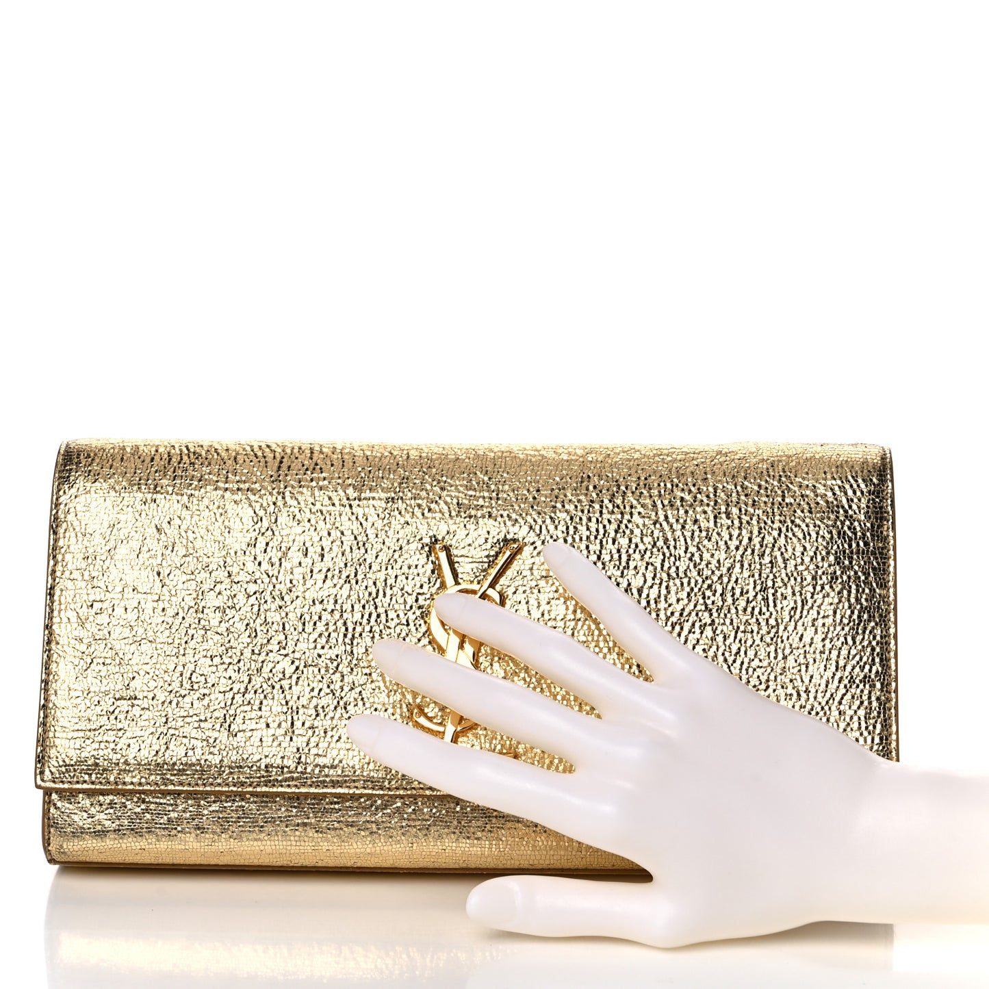 Metallic Textured Calfskin Classic Monogram Cassandre Clutch Gold
