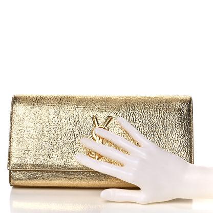 Saint Laurent Metallic Textured Calfskin Classic Monogram Cassandre Clutch Gold 2 of 9