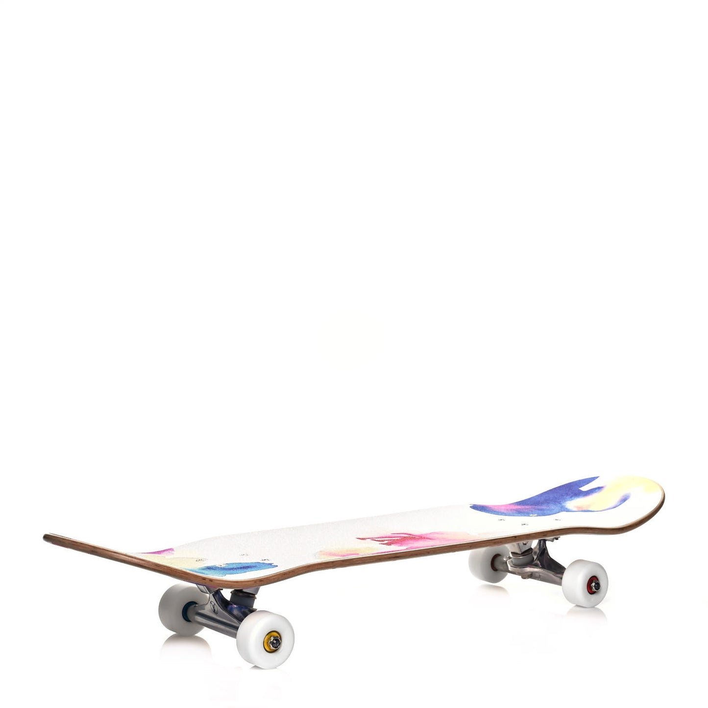 Monogram Watercolor Wood Skateboard Multicolor