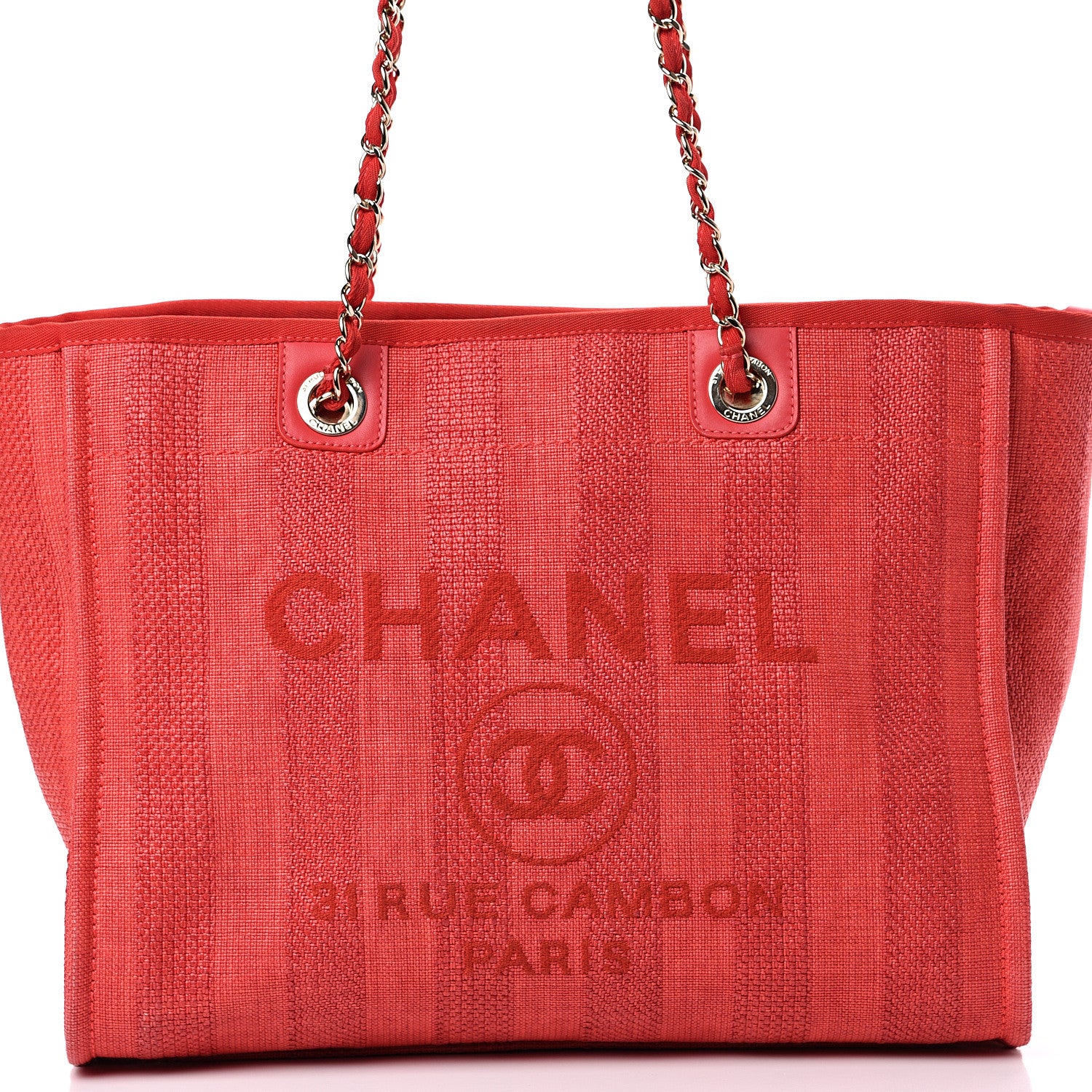 Chanel Mixed Fibers Striped Small Deauville Tote Red 7 of 15