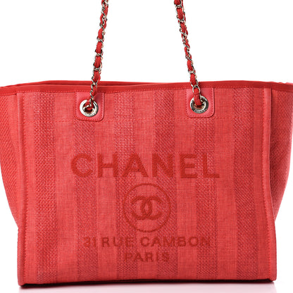 Chanel Mixed Fibers Striped Small Deauville Tote Red 7 of 15