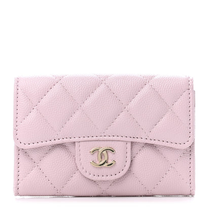 Chanel Caviar Quilted Flap Card Holder Wallet Light Pink 1 of 4