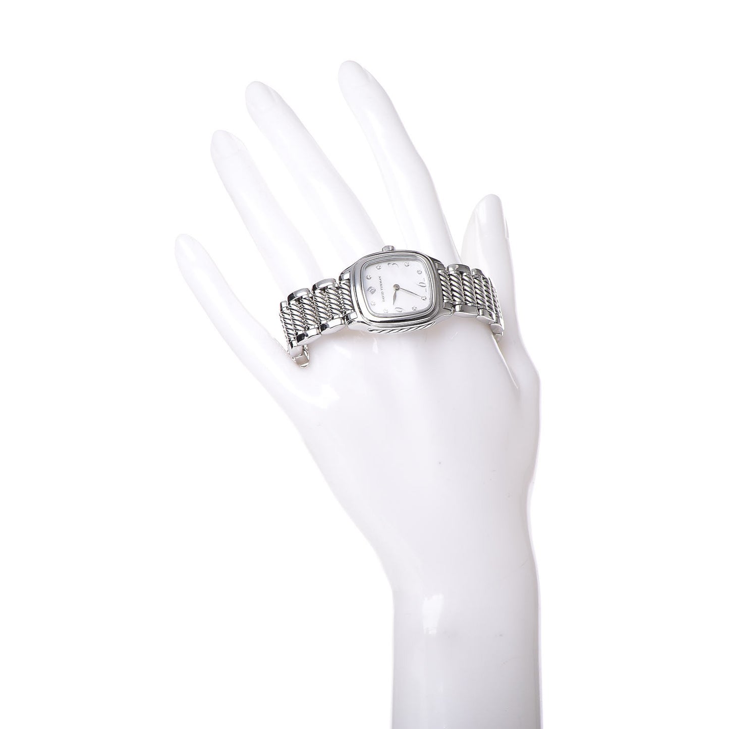 Stainless Steel Sterling Silver Diamond Mother of Pearl 25mm Thoroughbred Quartz Watch
