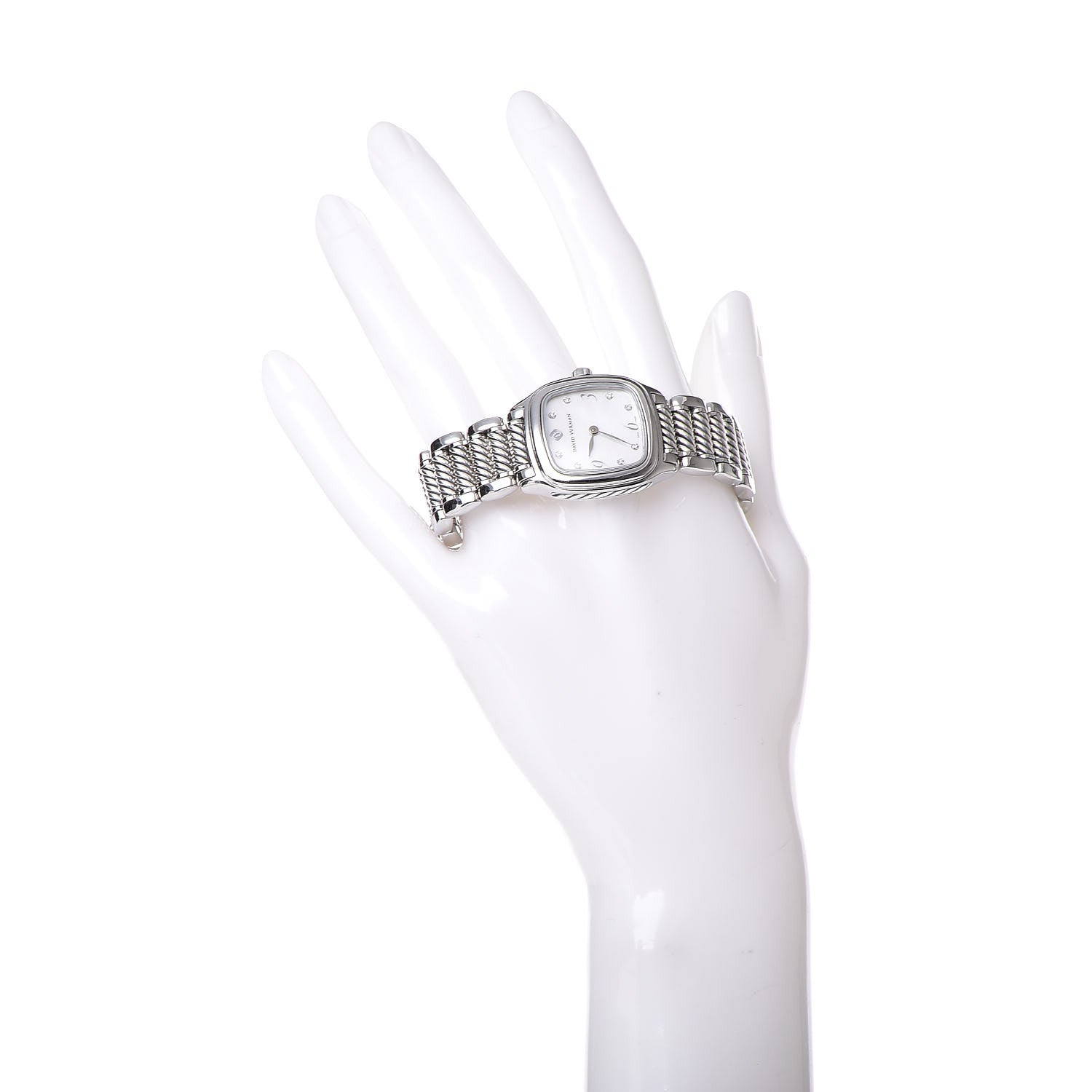 David Yurman Stainless Steel Sterling Silver Diamond Mother of Pearl 25mm Thoroughbred Quartz Watch 2 of 8