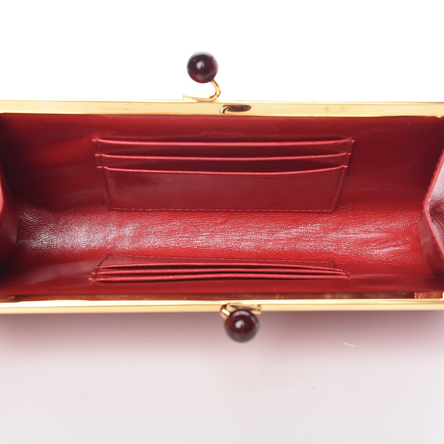 Prada Goatskin Chic Kisslock Mini Clutch Rosso 5 of 12
