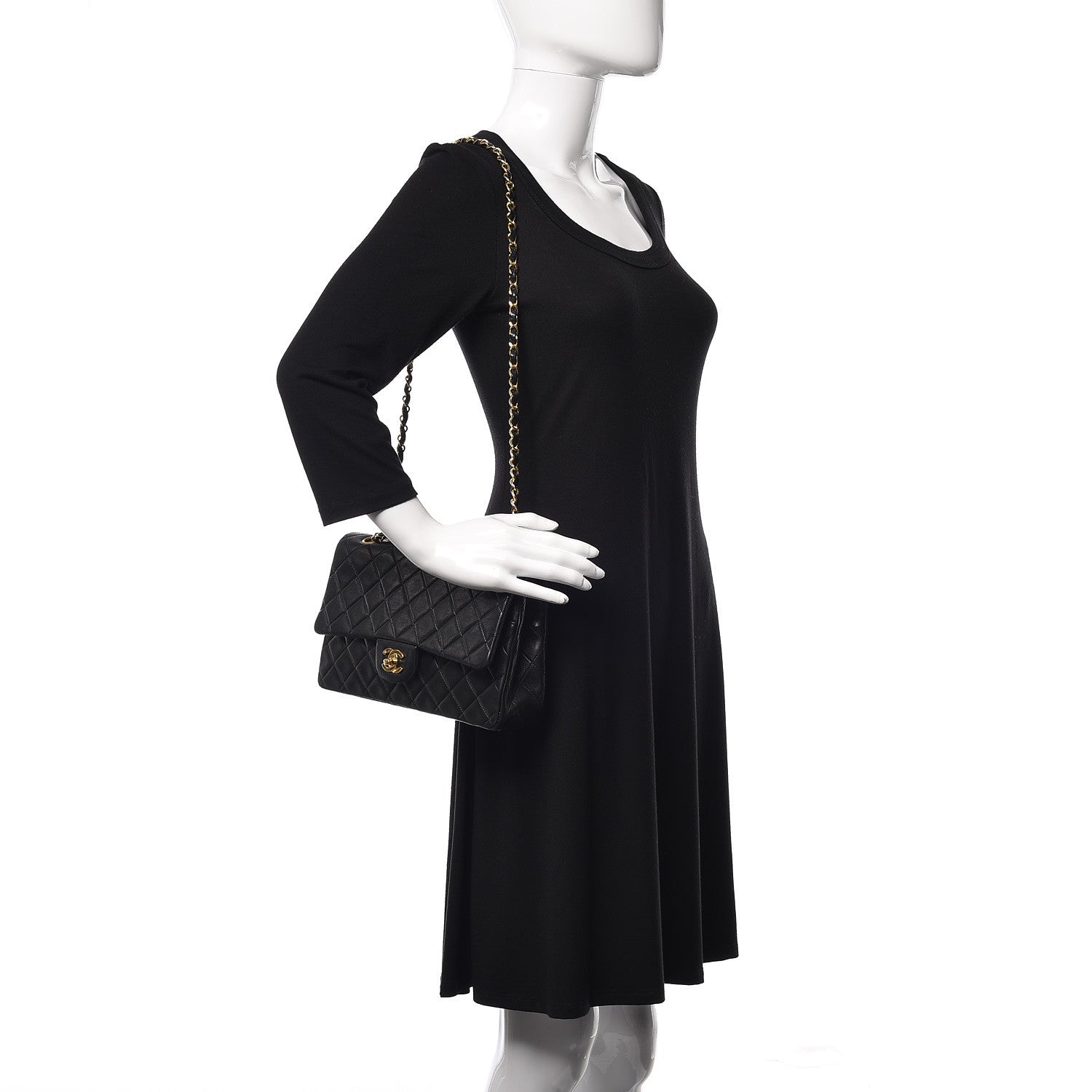 Chanel Lambskin Quilted Medium Double Flap Black 2 of 9