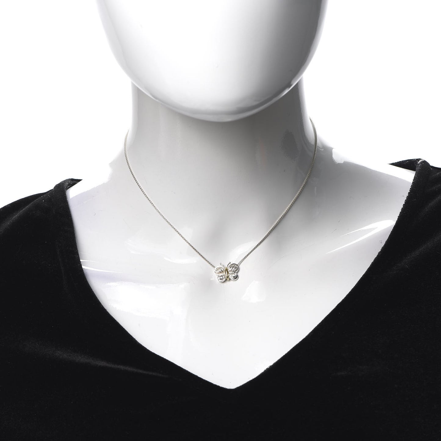 Sterling Silver 18K Yellow Gold Kids Butterfly Charm Pendant Necklace