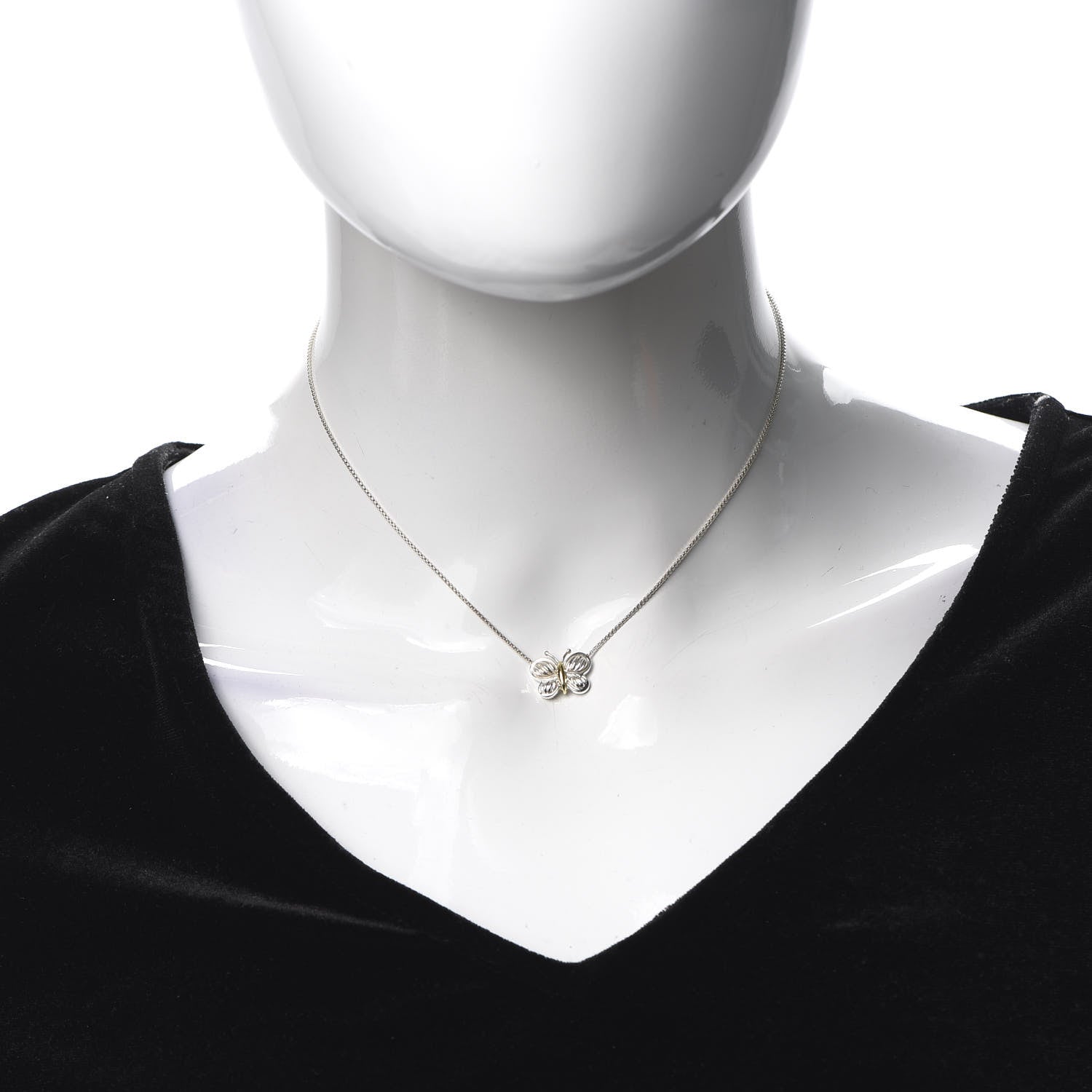 David Yurman Sterling Silver 18K Yellow Gold Kids Butterfly Charm Pendant Necklace 2 of 5